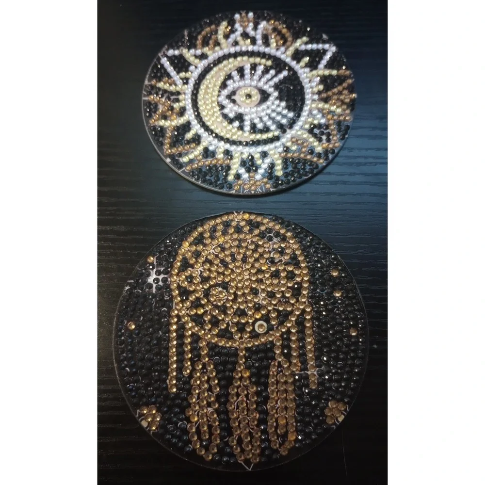 Set of 8 Diamond‎ Painted Mystic Tarot Coasters